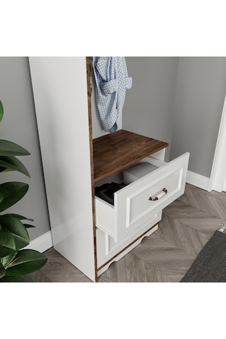 Kznhome Kartopu 2 Çekmeceli 3 Askılı Country Vestiyer - Tamamı Mdf