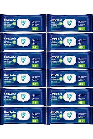Prosafe Hasta Vücut Temizleme Islak Mendil Havlu 48'li x 12