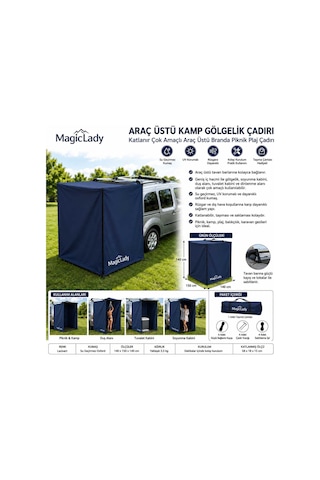 Araç Kamp Gölgelik Çadırı 140x150x140 Cm Su Geçirmez Çok Amaçlı Duş Soyunma Tuvalet Kabini Lacivert