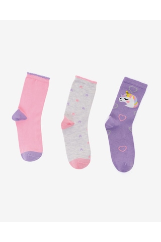 Skechers 3'lü Paket Funny Feet Uzun Çorap Büyük Kız Çocuk Lila-pembe-gri Sk2520117-3474
