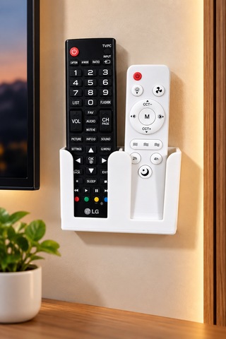 Veriqo 3d Duvara Monte 2'li Uzaktan Kumanda Tutucu Tv Kumandalık Düzenleyici Beyaz