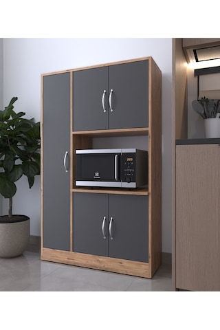 Riva 5 Kapaklı Çok Amaçlı Mutfak&banyo Dolabı, A.çam-antrasit