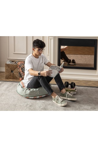 Taşınabilir Şerit Desenli Puf, Yer Minderi, 60x60cm Balkon Ve Ter