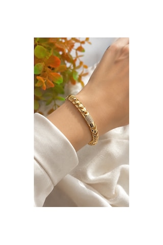 Xuping Rose Gold Renginde Şık Model Kalın Zincir Taşlı Bileklik Altın