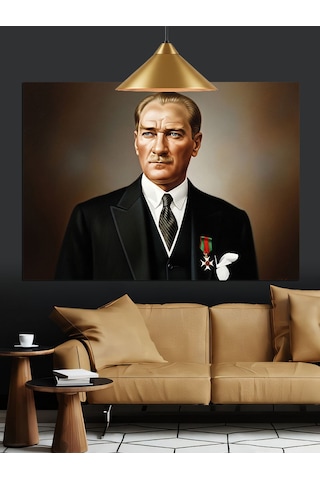Resmi Kıyafetli Atatürk Portresi Dekoratif Kanvas - Mdf Ahşap Tablo