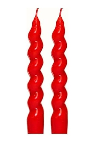 Yılbaşı 2&apos Li Twirl Glow Kırmızı Şamdan Mum Seti 18 Cm A.Ağaç
