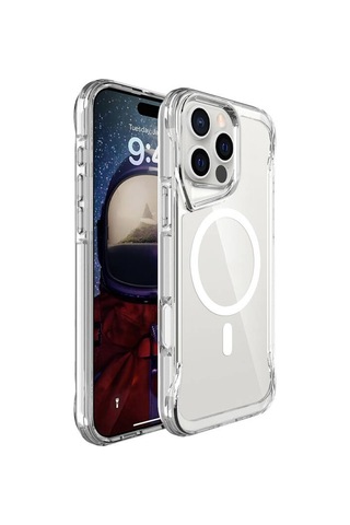Apple Uyumlu iPhone 16 Pro Max Kılıf Ultra Sert Magsafe Özellikli Şeffaf Premium Silikon Kapak Ryc/magsafe T-max Şeffaf
