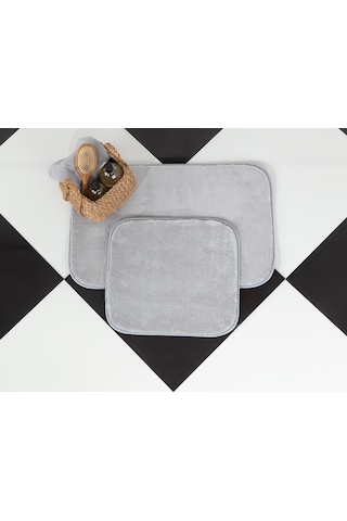 Madame Coco Carol 2'Li Banyo Paspası - Gri - 50X80 + 45X50 Cm