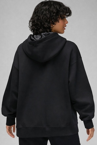 Nike Jordan Flight Fleece Oversize Pullover Hoodie Kadın Oversize Kapüşonlu Sweatshirt Siyah Siyah