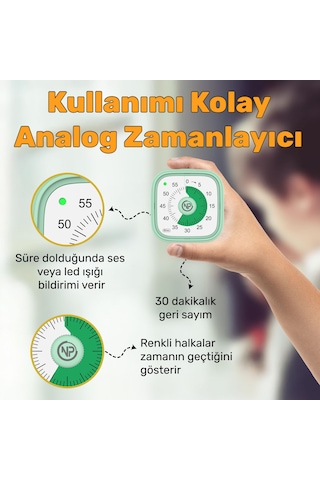 NPO Mutfak,Ders,Yemek için 60dk Analog Alarm Zamanlayıcı,Pomodoro Öğrenci Motivasyon Saati