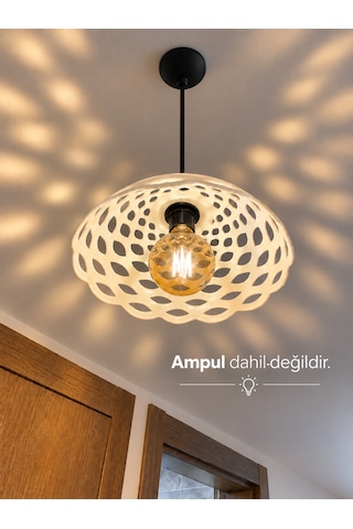 Modern Görünümlü Şık Tekli Beyaz Sarkıt Salon, Mutfak, Oturma Odası, Çocuk Odası, Yatak Odası Avize Siyah Duy
