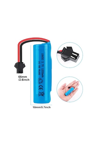 3.7v 18650 Li-on Siyah Soketli 2 Adet Oyuncak Pili Ve Usb Şarj