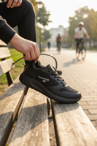 Enoch Erkek Spor Ayakkabı Kanguru Logolu Sneaker Fileli Hafif Koşu Ve Fitness Modeli Siyah