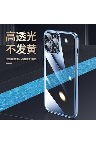 Teltree İphone 13 Pro Max Korumalı Kılıf: Electroplated Pc Malzeme, Lens Filtresi Ve Alttan Toz Engeli - Uzak Tepe Mavisi Gümüş