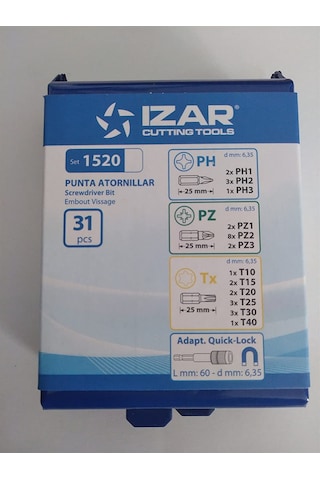 IZAR 31 parça vidalama uç seti