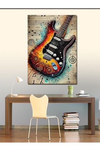 Kanvas Tablo Soyut Elektro Gitar Ve Sanat 50cmx70cm