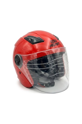 Oso Helmet Yarım Kask Gözlüklü Kırmızı - M Beden Kırmızı
