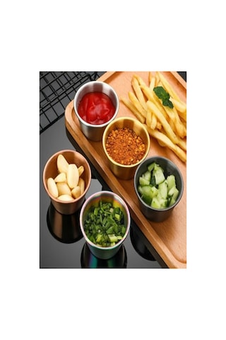 4 Adet 304 Paslanmaz Çelik Reçellik Hardal/salata/domates Sosu Çeşni/sos Kabı Çap 7,5 Cm Çelik
