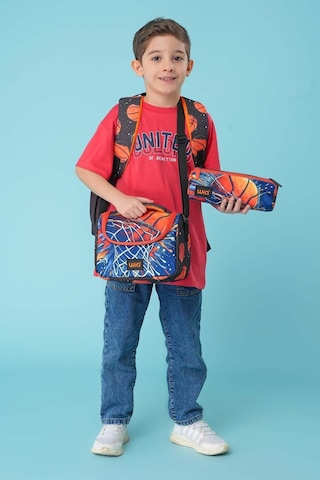 Wia Erkek Çocuk Basketbol Temalı 3'lü İlkokul Okul Çanta Seti Lacivert - Turuncu