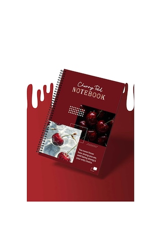 Cherry Red Notebook Stickerli Noktalı 80 Yaprak 14x21 A5 Spiralli Defter