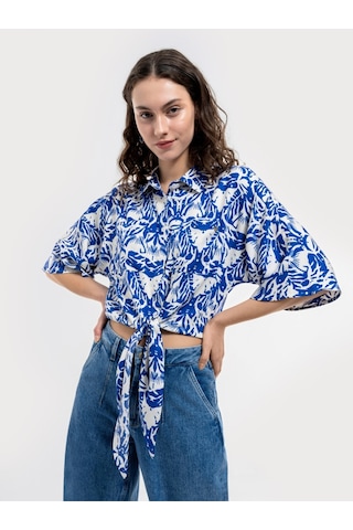 Regular Fit Kadın Gömlek K.kol Mavi