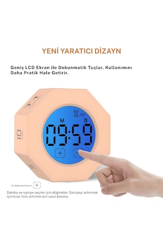 Npo Npt22a Alarmlı G-sensör Otomatik Zamanlayıcılı Küp Kronometre Pomodoro Motivasyon Saati Pembe
