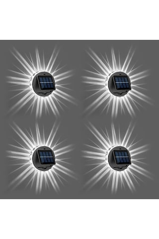 Xuweiwei 4 Paket Beyaz Işık Güneş Enerjili 6led Açık Duvar Lambası Ip65 Soğuk Bahçe Veranda Aydınlatma Beyaz Işık