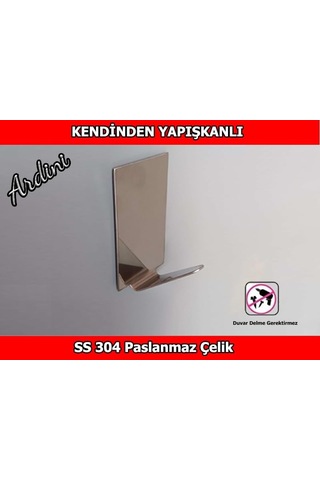 Paslanmaz Çelik Kendinden Yapışkanlı 4 Lü Paket Dikdörtgen Krom Bornoz Havlu Askısı Diğer