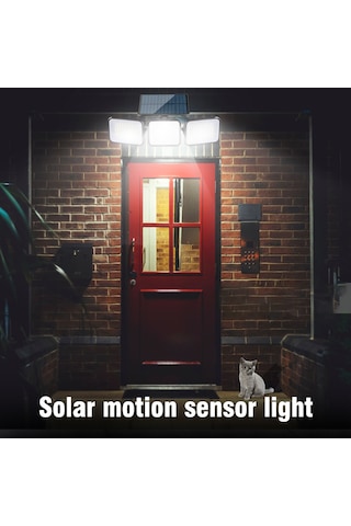 Vkemall Dış Mekan Güneş Enerjili 180 Led İçinimli Duvar Lambası, Üç Ayaçlı Dönüşümlü, Ip65 Su Geçirmez, 400lm, Işık Kontrolüyle Aydınlatma