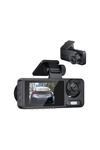 Xindoker Üçlü Kamera Araba Kaydedici - Ön+iç+arka Eşzamanlı Kayıt, 1080p Hd Gece Görüşü, Wıfı Yok Standart Paket