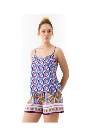 Amarelle Liberty Mor Desenli İnce Askılı, Şortlu Pijama Takımı