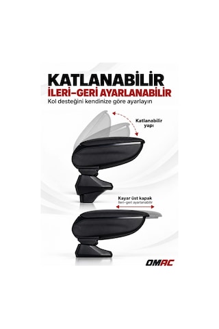 Renault Clio 2012-2019 Adaptörlü Model Uyumlu Kolçak Kol Dayama Siyah Suni Deri Araca Özel