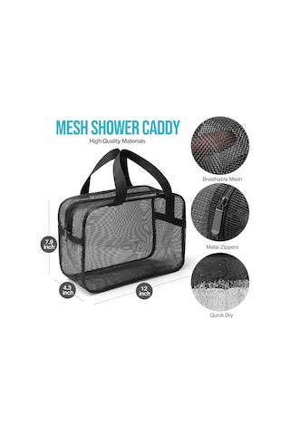 Hfambition Büyük Siyah Taşınabilir Duş Ve Spor Gereçleri Çantası - Üniversite Yatağı, Odalar İçin Kişisel Bakım Ve Spor Gereçlerini Düzenleyici Çanta Siyah