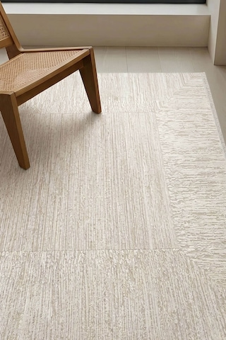 Sembol 2906 Krem Akrilik Çerçeveli Sade Desenli Halı