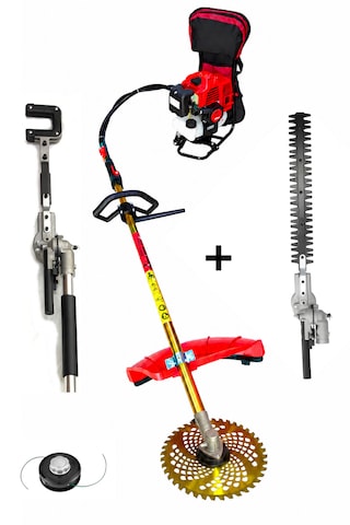 Benzinli Sırt Tırpan + Kancalı Silkeleme Hasat + Çit Kesme Aparatı Set 52 Cc 4,6 Hp Bc520