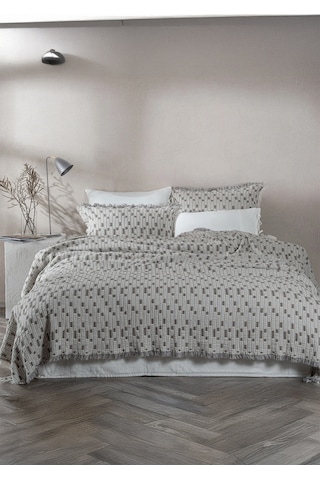 Ecocotton Merisa Gri %100 Organik Pamuk Çift Kişilik Yatak Örtüsü Gri
