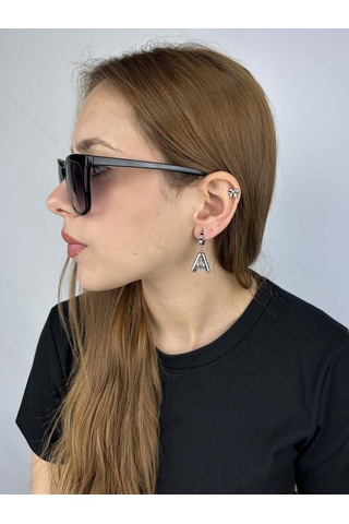 A Harfi, Balon Formlu, Paslanmaz Çelik Küpe 288, Gümüş Renk Gümüş