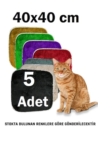 Pofuduk Kedi Halısı 5 Adet 40x40 Cm Yumoş Kedi Evi - Kulübeleri Boyutlarına Uygundur