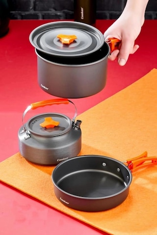Cooker Kamp Pişirme Seti Siyah
