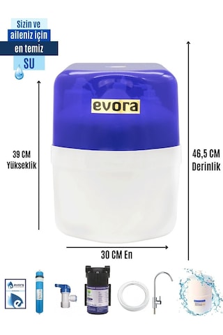 5 Aşamalı 12 Lt Mavi Kapalı Şeffaf Kasa Pompalı Su Arıtma Cihazı
