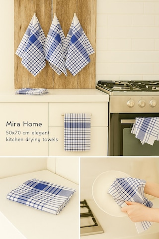 5 Li Mutfak Kurulama Bezi Alman Peçetesi 100 Pamuklu Mavi