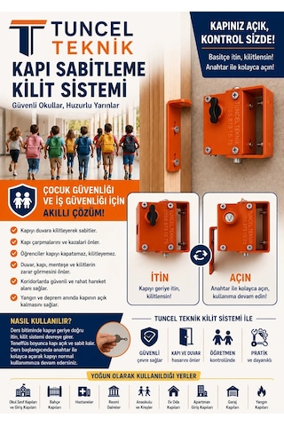 10 Adet Tuncel Teknik Okul Kapı Sabitleme Kilidi Mandallı Sistem