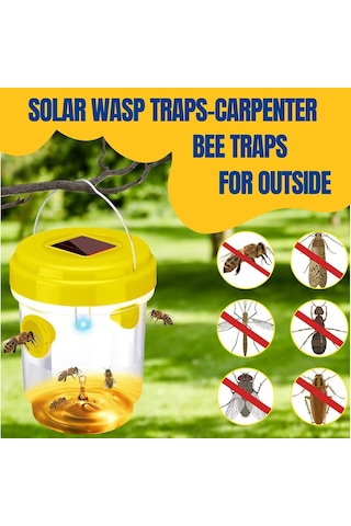 Folinda Dış Mekan Güneş Enerjili Sarı Zenci Arı Tutucu - Asma Tipi Arı Tuzağı 2 Adet, Sarı