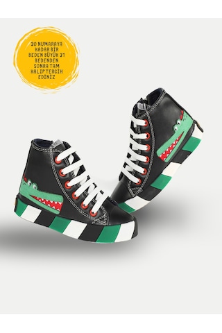 Timsah Ortopedik Destekli Siyah Erkek Çocuk Sneakers Siyah