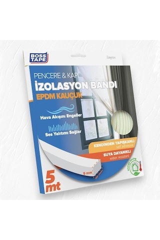 Boss Tape Epdm Kauçuk Pencere Kapı İzolasyon Bandı 5mmx15mmx5mt Beyaz