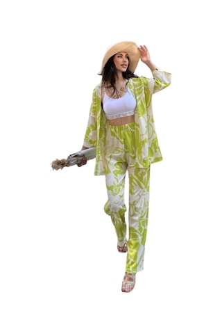 Alt Üst Takım Kimono- Desenli-yeşil