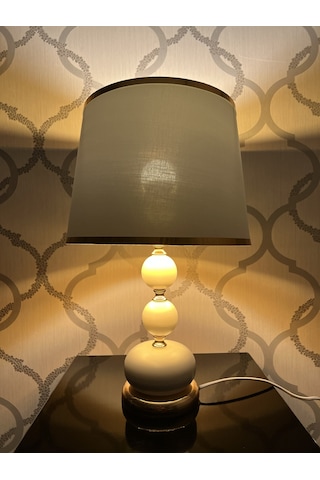 Beyaz-gold Dekorlu Metal Abajur 48 X 30 Cm Diğer