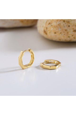 Goldkupe 14 Ayar Altıgen Minik Halka Altın Küpe 1,02 Gr-3018