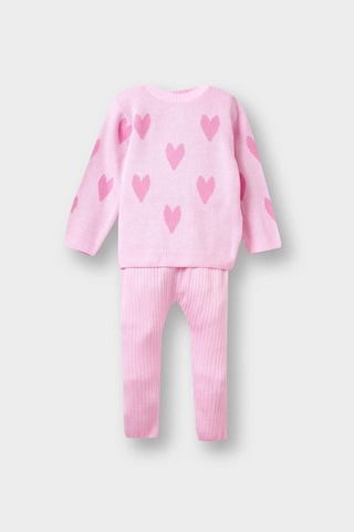 Defacto Kız Bebek 2li Takım Kalp Desenli Triko Kazak Alt F3228a525wnpn364 Pembe