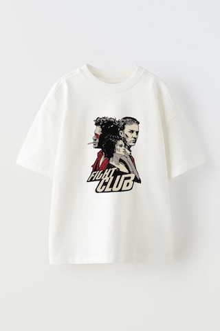 Thewert Unisex Fight Club Dövüş Kulübü Tasarım Baskılı Pamuk Beyaz Oversize T-shirt
